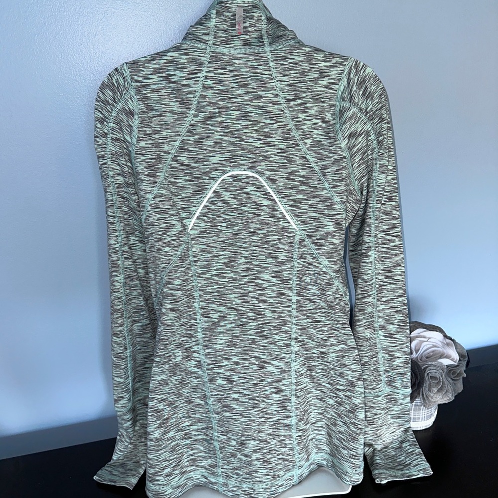 Zella Spacedye Mint Green & Black Quarter Zip Pull Over Athleisure Shirt - Picture 4 of 9
